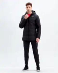 Skechers Hooded Midi Length Jacket Erkek Mont - Siyah