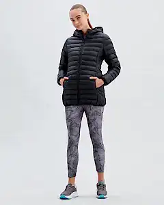 Skechers Essential Midi Length Hooded Jacket Kadın Mont - Siyah