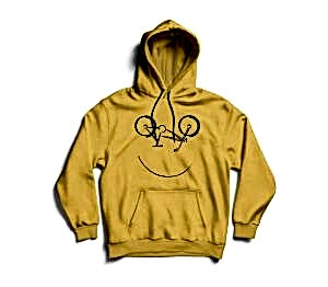 Bisiklet Desenli Özel Tasarım Kapşonlu - Sarı