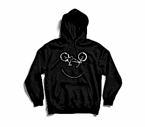 Bisiklet Desenli Özel Tasarım Kapşonlu - Siyah