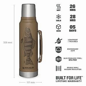 Stanley Klasik Vakumlu Paslanmaz Çelik Termos 1 Lt - Kahverengi