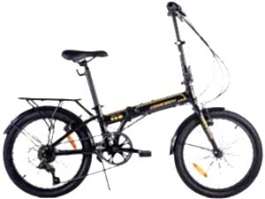 Geotech Fold Up 20.7 20 Jant 7 Vites VB Katlanır Bisiklet - Mat Siyah Sarı