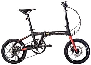 Geotech Fold Up 16D 16 Jant 9 Vites HD Katlanır Bisiklet - Mat Siyah Kırmızı