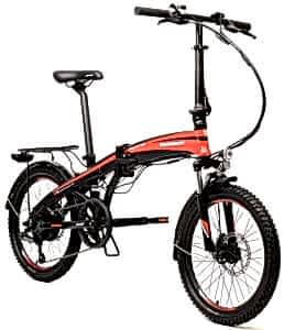 Geotech Fold-Up E20 Elektrikli Katlanır Bisiklet - Siyah/Kırmızı