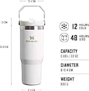 Stanley The IceFlow Flip Straw Pipetli Termos Bardak 0,89 LT - Beyaz