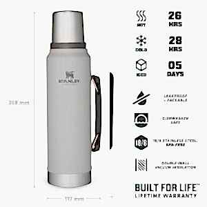 Stanley Klasik Vakumlu Paslanmaz Çelik Termos 1 Lt - Koyu Beyaz